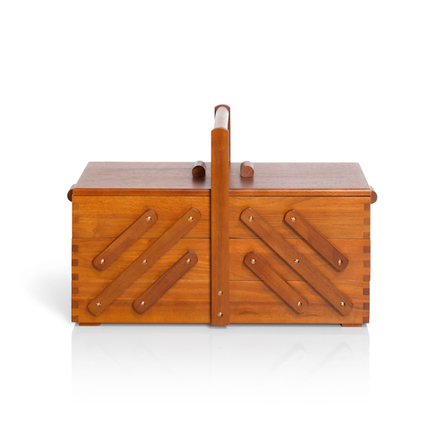 Wooden sewing basket- dark