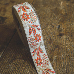 Brocade ribbon- beige red